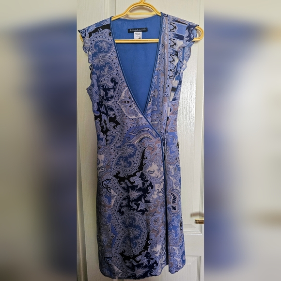 Silk Vintage Wrap Ruffle Dress with paisley pattern - Picture 7 of 7